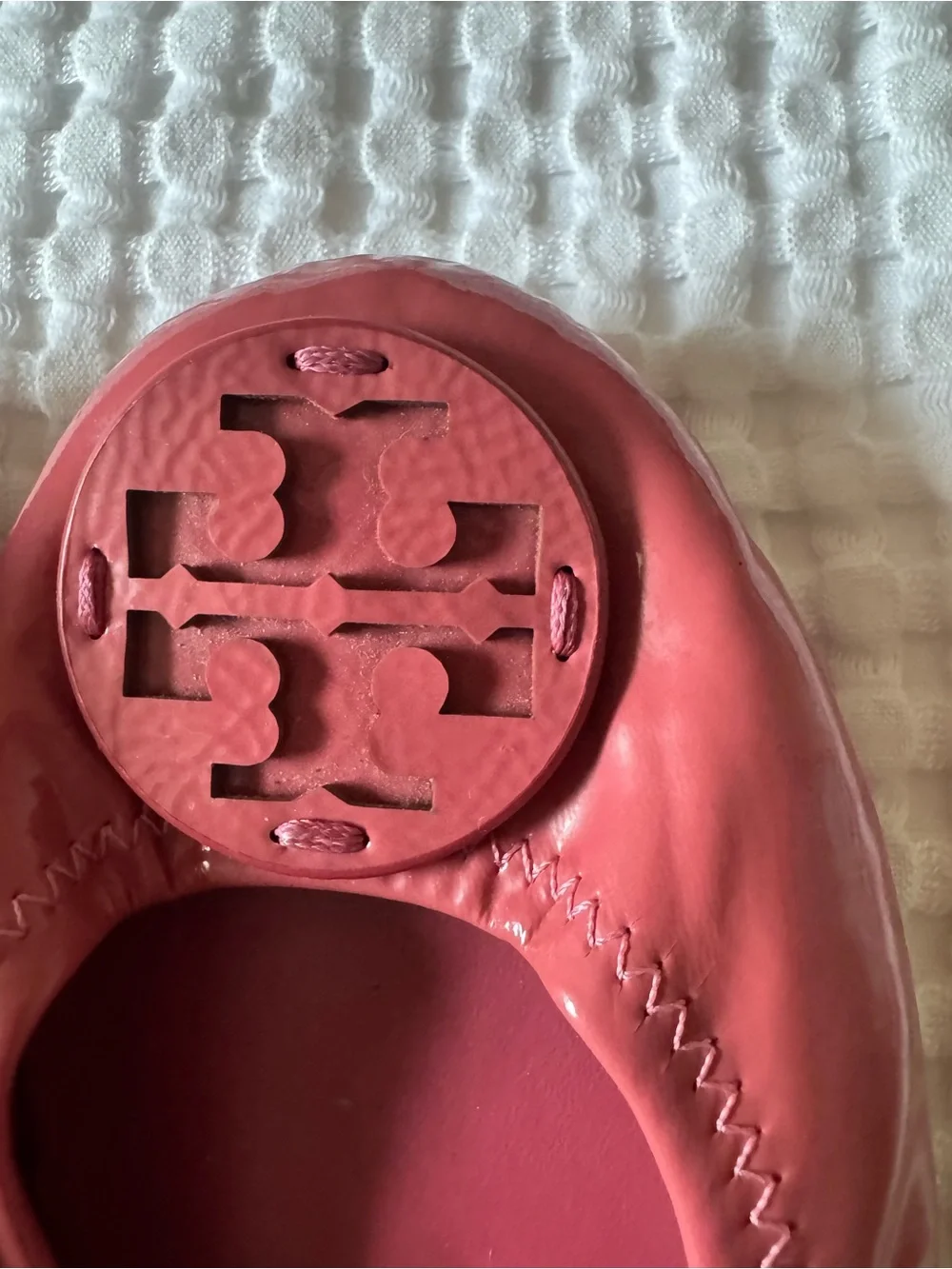Tory Burch Red Patent Leather Logo Ballet Flats